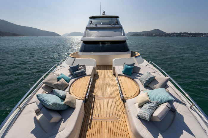 Introducing  Monte Carlo Yacht’s new MCY 70 Skylounge gafencu magazine dual lounge front bow